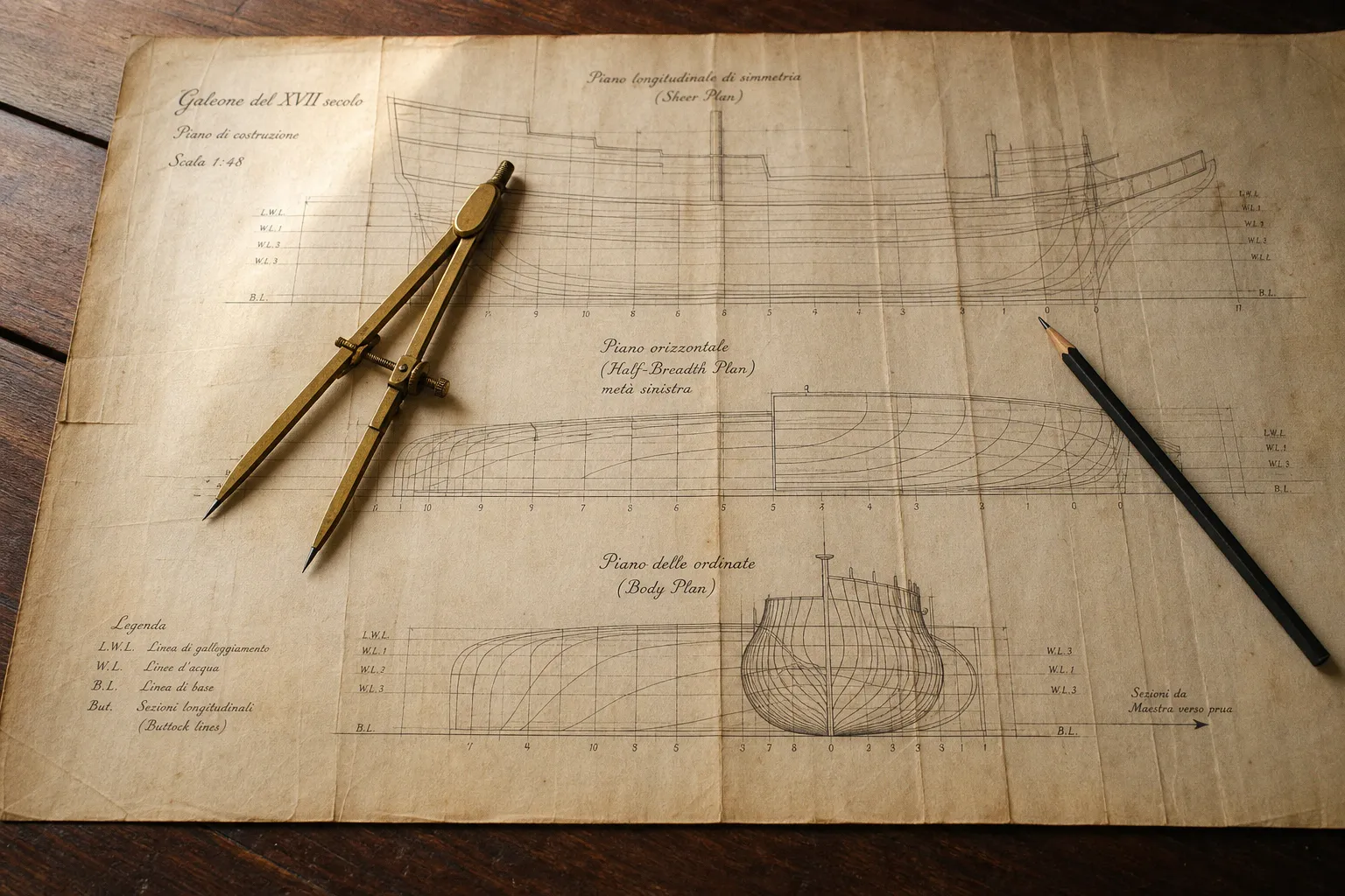 Allineamento dei piani navali: la geometria delle tre viste