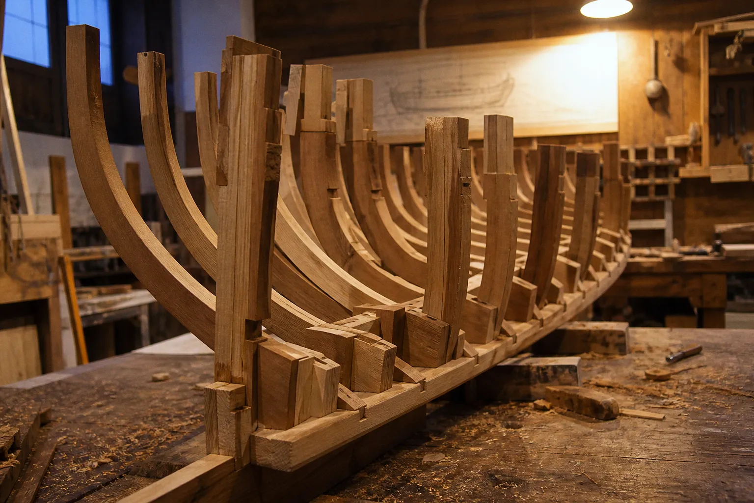 Schemi di carpenteria navale: la struttura interna dei quinti